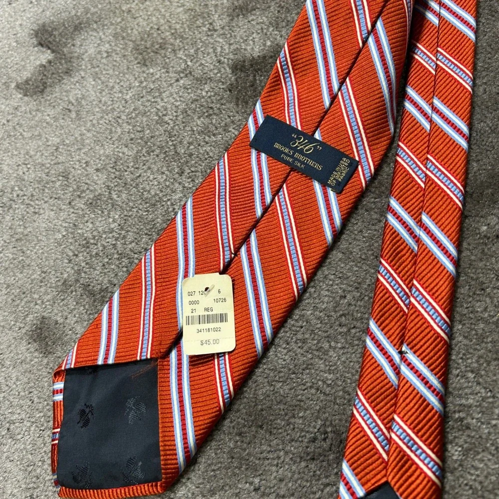Brooks Brothers Made in USA Pure Silk Tie Mens Burnt Orange imported materials
